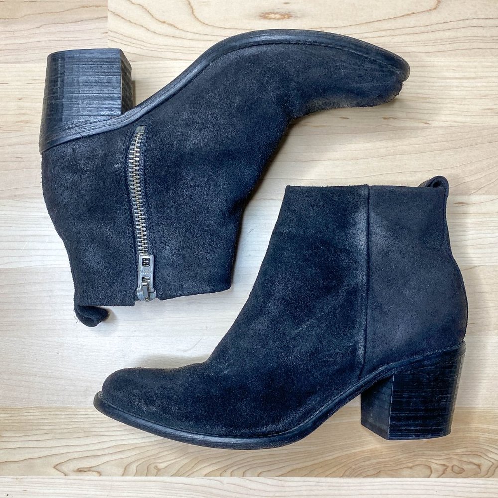 Diesel Chelsea Show Black Suede Heel Ankle Bootie